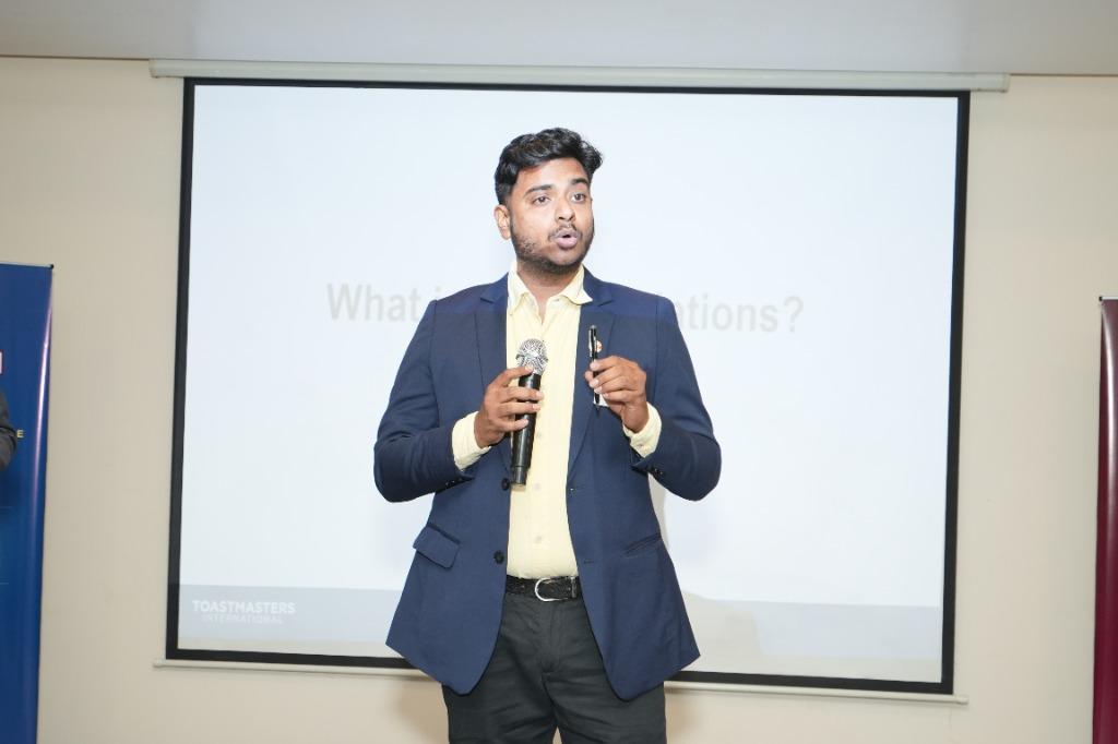 Ananth presenting at Toastmasters